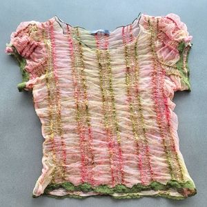 Kate Landry Pink Green Top Blouse Small